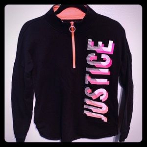 Justice Active 1/4 Zip Black Pink Hoodie 14/16